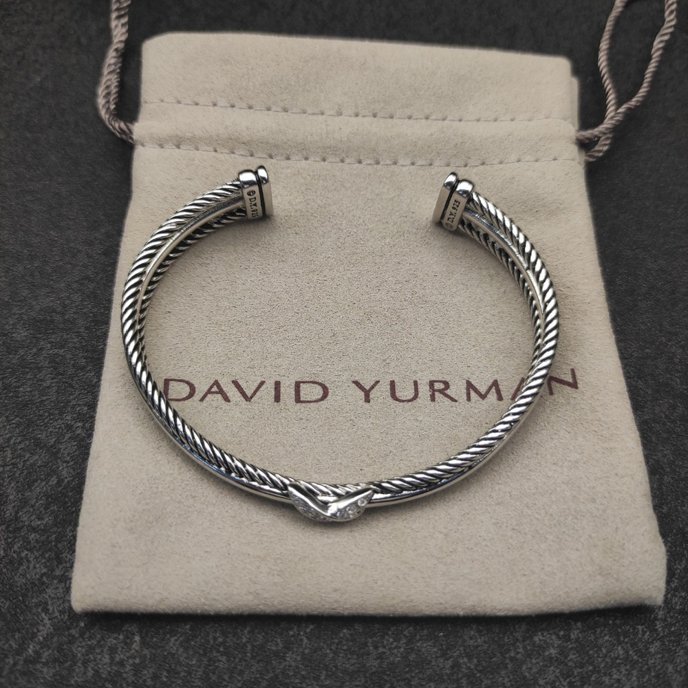 David Yurman Triple-Thread Crossover Diamond Bracelet